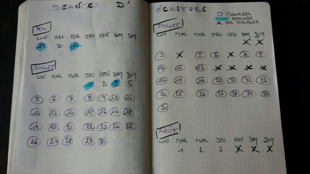 corrections éditoriales - bujo - planning séances